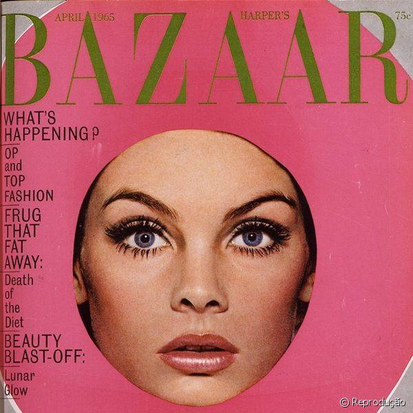 Para a capa da revista Harper's Bazaar, Jean Shrimpton posou com c?lios supervolumosos